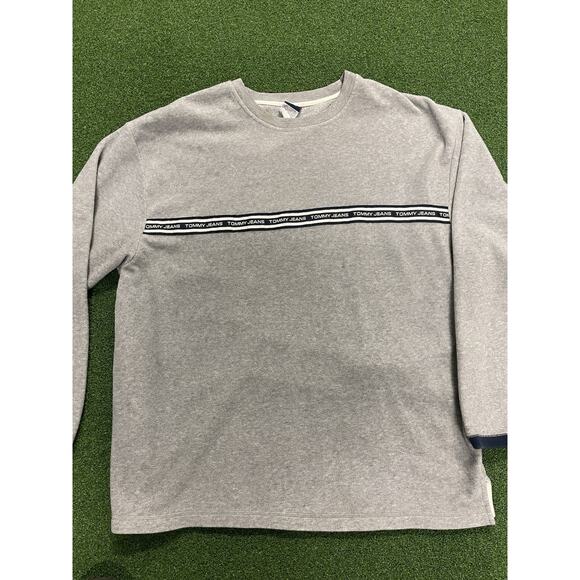 Vintage Tommy Jeans Striped Logo Long Sleeve T Shirt Mens Size XXL Blue - Picture 2 of 6